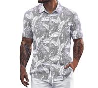 Camisas tropicales para hombre, manga corta, playa, hawaiana, caribeña, hawaiana, palmera, con botones, divertida, mexicana, casual, cubana, verano, bolos, crucero, vintage, floral, solapa, camisa de