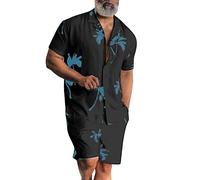 Camisas y pantalones cortos con estampado floral de 2 piezas para hombre, conjuntos de playa casuales de verano, trajes hawaianos delgados y transpirables, trajes hawaianos de manga corta con solapa,