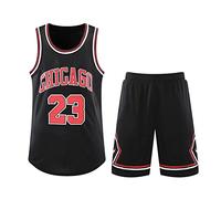 Camiset Baloncesto Hombre y Niño, Conjunto Baloncesto Hombre y Niño 2 Piezas, Equipación Baloncesto Hombre y Niño Sin Mangas Negro 2XL