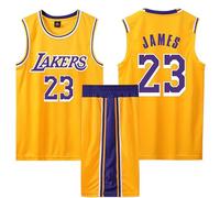 Camiset Baloncesto Hombre y Niño, Conjunto Baloncesto Hombre y Niño 2 Piezas, Equipación Baloncesto Hombre y Niño Sin Mangas Amarillo 2XL