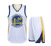 Camiset Baloncesto Hombre y Niño, Conjunto Baloncesto Hombre y Niño 2 Piezas, Equipación Baloncesto Hombre y Niño Sin Mangas Blanco S