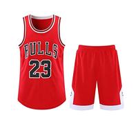 Camiset Baloncesto Hombre y Niño, Conjunto Baloncesto Hombre y Niño 2 Piezas, Equipación Baloncesto Hombre y Niño Sin Mangas Rojo S