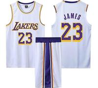 Camiset Baloncesto Hombre y Niño, Conjunto Baloncesto Hombre y Niño 2 Piezas, Equipación Baloncesto Hombre y Niño Sin Mangas Blanco 2XL