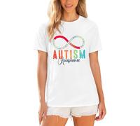Camiseta 2026 con gráfico de sensibilización sobre el tema de la conciencia Camiseta cómoda y suave de cuello redondo para adultos, adecuada para necesidades sensoriales, ropa casual, Blanco, 3XL
