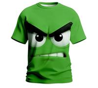Camiseta 2026 para hombre con cara sonriente juguetona - Camiseta casual de manga corta con estampado de cuello redondo, verde, 6XL
