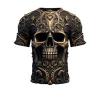 Camiseta 3D de hip-hop para hombre con manga corta, camiseta de cuello redondo con estampado de calavera, camiseta deportiva de manga corta informal, D-8., XXL