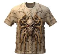 Camiseta 3D de hip-hop para hombre con manga corta, camiseta de cuello redondo con estampado de calavera, camiseta deportiva de manga corta informal, D-11, S
