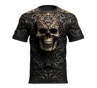 Camiseta 3D de hip-hop para hombre con manga corta, camiseta de cuello redondo con estampado de calavera, camiseta deportiva de manga corta informal, D-6, XXXL