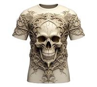 Camiseta 3D de hip-hop para hombre con manga corta, camiseta de cuello redondo con estampado de calavera, camiseta deportiva de manga corta informal, D-1., M