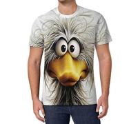 Camiseta 3D Hombre Primer Plano Esponjoso De Un Pájaro, Camiseta Casual Manga Corta Cuello Redondo, Diseño Gráfico Animales Dibujos Animados Moda Streetwear Verano, S-6Xl