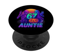 Camiseta 67 Auntie Meme Halloween Calabaza Esqueleto PopSockets PopGrip Adhesivo