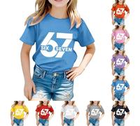 Camiseta 67 Meme Niño Six Seven Brainrot Camiseta Mangas Cortas Camisetas Six Seven Niños con Estampado De Dibujos Animados Italian Brainrot 67 T-Shirt con Cuello Redondo Divertida Ropa De Carnaval