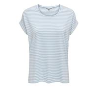 Camiseta a Rayas de Mujer con Cuello Redondo y Manga Corta, Color:Turquesa, Talla:L