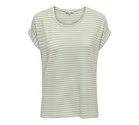 Camiseta a Rayas de Mujer con Cuello Redondo y Manga Corta, Color:Verde-2, Talla:S
