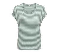 Camiseta a Rayas de Mujer con Cuello Redondo y Manga Corta, Color:Verde, Talla:XL