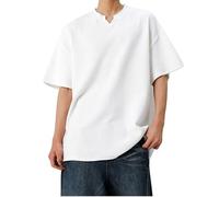 Camiseta acanalada para hombre, ajuste holgado, cuello redondo, cuello redondo, camiseta de gran tamaño, camiseta lisa de moda, camisetas lisas de manga corta, cómodas, básicas, para gimnasio