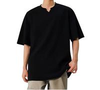 Camiseta acanalada para hombre, ajuste holgado, cuello redondo, cuello redondo, camiseta de gran tamaño, camiseta lisa de moda, camisetas lisas de manga corta, cómodas, básicas, para gimnasio