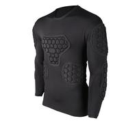 Camiseta acolchada - Camiseta negra de portero de manga larga | Camiseta protectora de fútbol para jóvenes y adultos, fútbol, baloncesto, paintball, hockey con protectores para el pecho, costillas
