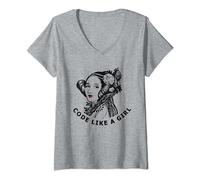 Camiseta Ada Lovelace Code Like A Girl Camiseta Cuello V