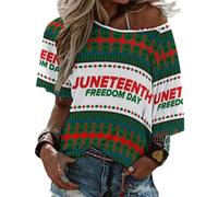 Camiseta Africana de Manga Corta y Cuello Recto para Mujer, Estilo Juneteenth Desde 1865, para Celebrar la Libertad, Blusas Playeras de Verano