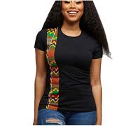 Camiseta africana manga blusa con parte superior impresa para mujer camiseta casual para mujer blusa diablo conjunto disfraz mujer, Negro , L