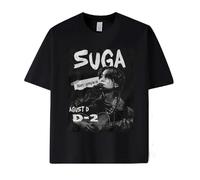 Camiseta Agust-D SUGA Min Yoon Gi K-pop Camisetas For Fanáticos Hombres Mujeres(Color:Black-b,Size:S)