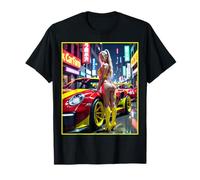 Camiseta AI Girl para hombre - Sexy AI Woman con coche exótico Camiseta