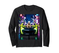 Camiseta AI Girl para hombre - Sexy AI Woman en un coche exótico Manga Larga