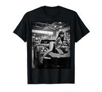 Camiseta AI Girl para hombre - Sexy AI Woman & Exotic Car B&W Camiseta
