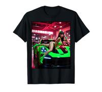 Camiseta AI Girl para hombre - Sexy AI Woman & Green Exotic Car Camiseta