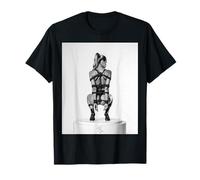 Camiseta AI Girl para Hombre - Sexy AI Woman in Shibari Ropes B&W Camiseta