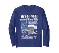 Camiseta Airbus Light Aircraft A350-900 Manga Larga, Unisex para Adultos, Azul Marino, XXL