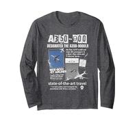 Camiseta Airbus Light Aircraft A350-900 Manga Larga, Unisex para Adultos, Jaspeado Oscuro, XXL