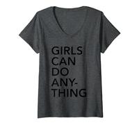 Camiseta ajustada Girls Can Do Anything Camiseta Cuello V