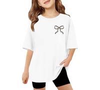 Camiseta Amarilla Niña Camiseta de Manga Corta para Niñas con Ajuste Flexible y Tejido Transpirable para Uso Diario en Todas Las Estaciones (White, 5-6 Years)