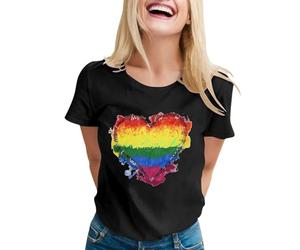 Camiseta arco iris bandera colorida pata impresión gráfica LGBTQ Lesbian Gay Orgullo Vintage Camiseta Top Top Rainbow Trajes Manga Corta Camiseta Unisex Adulto Tops, Negro , M