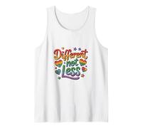 Camiseta arcoíris de concienciación con el Autismo Different Not Less Camiseta sin Mangas