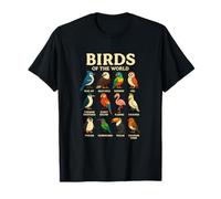 Camiseta Aves del Mundo Diseño de Especies de Pájaros Camiseta