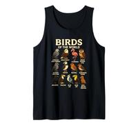 Camiseta Aves del Mundo Diseño de Especies de Pájaros Camiseta sin Mangas