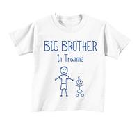 Camiseta azul con texto en inglés «Big Brother in Training» para bebés de 0 a 6 meses y niños de 14 a 15 años, ideal para regalar a niños que esperan un hermano blanco blanco Talla:7-8 Years