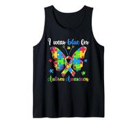 Camiseta azul para concientizar sobre el autismo, divertido rompecabezas de mariposas Camiseta sin Mangas