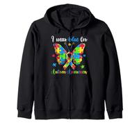 Camiseta azul para concientizar sobre el autismo, divertido rompecabezas de mariposas Sudadera con Capucha