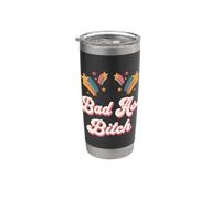 Camiseta Bad Assed para mujer, Bad Ass Bitch, retro, impresionante y ruda Vaso térmico de acero inoxidable de doble pared
