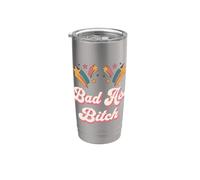 Camiseta Bad Assed para mujer, Bad Ass Bitch, retro, impresionante y ruda Vaso térmico de acero inoxidable de doble pared