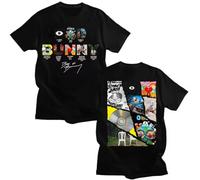 Camiseta Bad Bunny, Diseño Gráfico Musical, Manga Corta, Estampado Doble Cara, Albun Bad Bunny el Conejo Malo (FR/ES, Letras, XL, Regular, Regular, Negro)