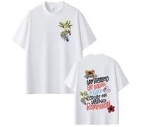 Camiseta Bad Bunny DMTF Unisex con Estampado de Rana Tropical, Diseño 'Un Aplauso Pa' Mamá y Papi', Blanca y Negra, Manga Corta (FR/ES, Letras, L, Regular, Regular, Blanco)