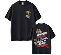 Camiseta Bad Bunny DMTF Unisex con Estampado de Rana Tropical, Diseño 'Un Aplauso Pa' Mamá y Papi', Blanca y Negra, Manga Corta (FR/ES, Letras, XL, Grande, Alto, Negro)