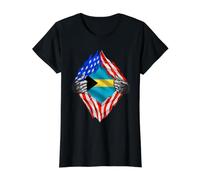 Camiseta Bahamas Bandera Americana Bahamas Independence Camiseta gráfica económica, Mujer, Negro, S