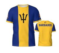 Camiseta Bandera De Barbados Mundial, Camisetas Deporte Hombre Celebración Nacional,Camiseta De Manga Corta para Uso Diario Top Ligero de Cuello Redondo para Un Look Casual CláSico