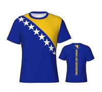 Camiseta Bandera De Bosnia Y Herzegovina Mundial, Camisetas Deporte Hombre Patriotismo,Camiseta De Manga Corta para Uso Diario Top Ligero de Cuello Redondo para Un Look Casual CláSico